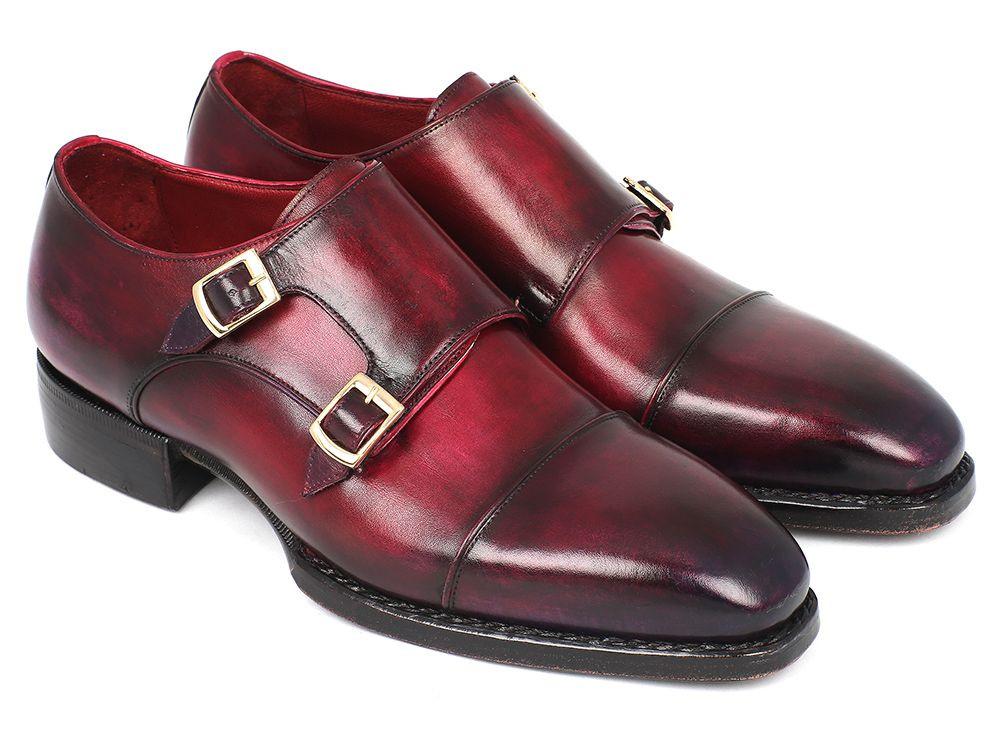 Paul Parkman ''LX77MNK'' Genuine Leather Cap Toe Monkstraps Shoes.